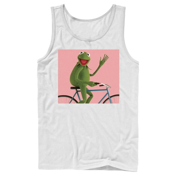 Men's The Muppets Kermit Bike Wave Tank Top White Large