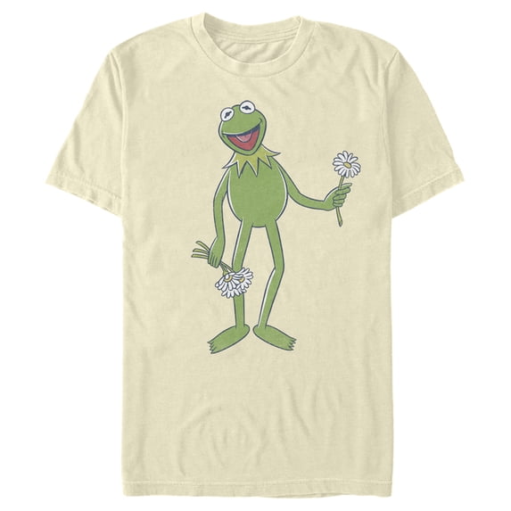 Men's The Muppets Kermit Flower Bouquet Graphic Tee Beige Large