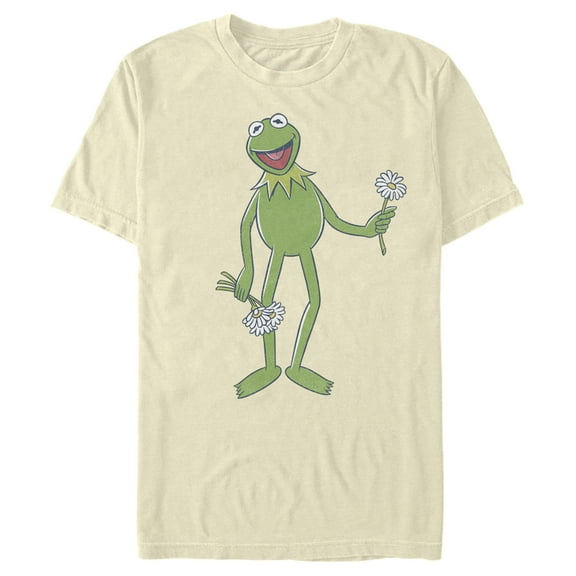 Men's The Muppets Kermit Flower Bouquet Graphic Tee Beige Medium