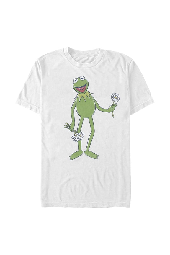 Men's The Muppets Kermit Flower Bouquet Graphic Tee White 4X Big Tall