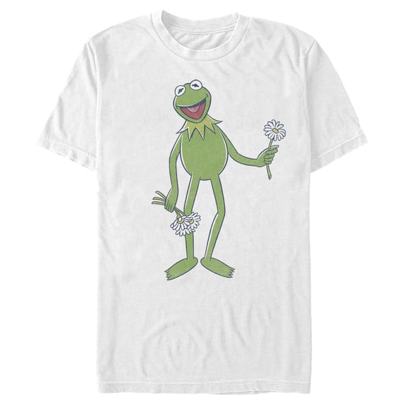 Men's The Muppets Kermit Flower Bouquet Graphic Tee White Small