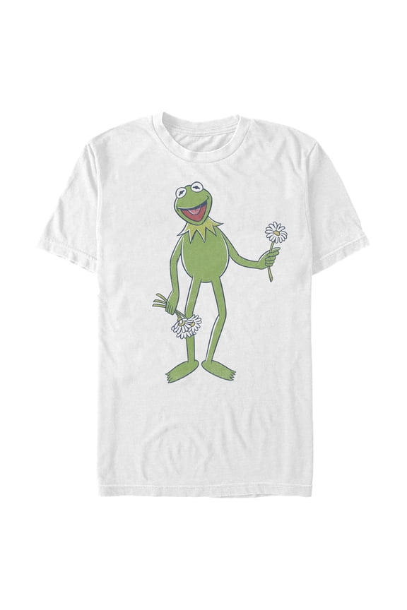 Men's The Muppets Kermit Flower Bouquet Graphic Tee White Small