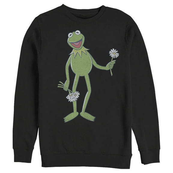 Men's The Muppets Kermit Flower Bouquet Sweatshirt Black 3X Large