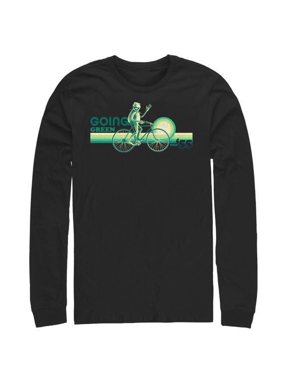 Men's The Muppets Kermit Going Green Long Sleeve Shirt Black Small