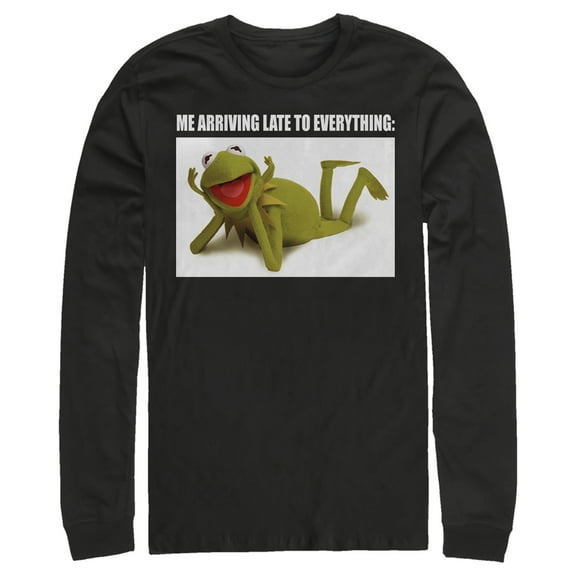 Men's The Muppets Kermit Meme  Long Sleeve Shirt Black Large
