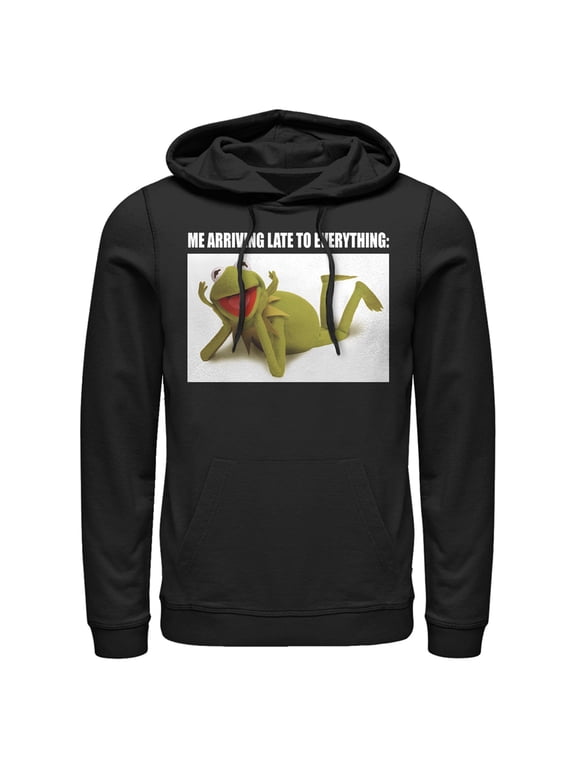 Men's The Muppets Kermit Meme Pull Over Hoodie Black X Large