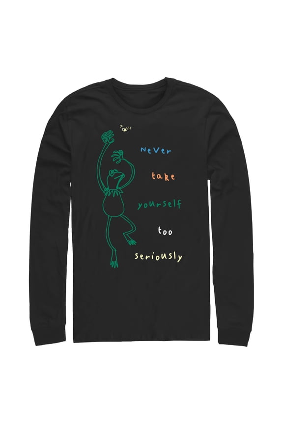 Men's The Muppets Kermit Serious Dance Long Sleeve Shirt Black X Large