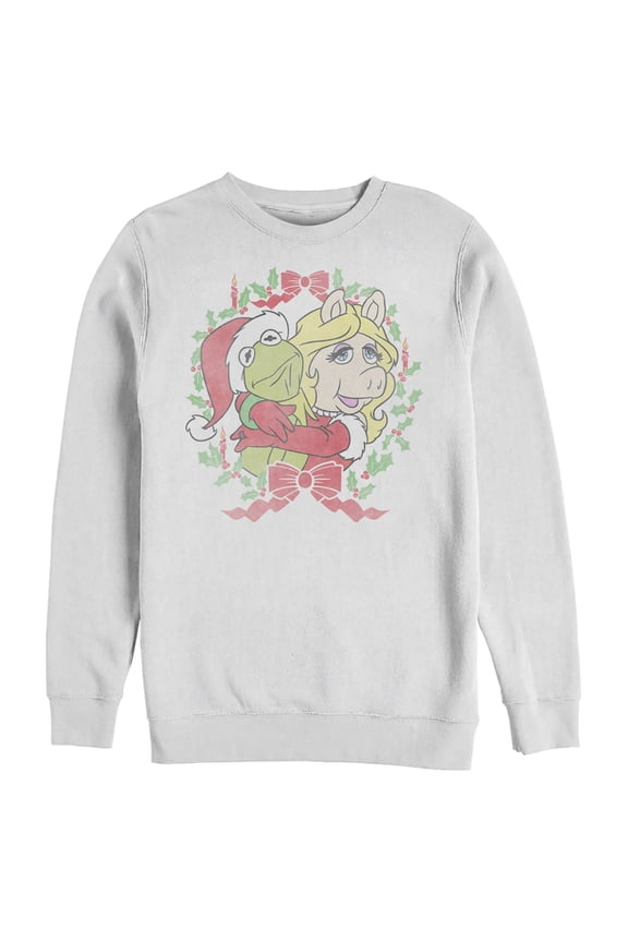 Men's The Muppets Kermy and Piggy Sweatshirt White 3X Large