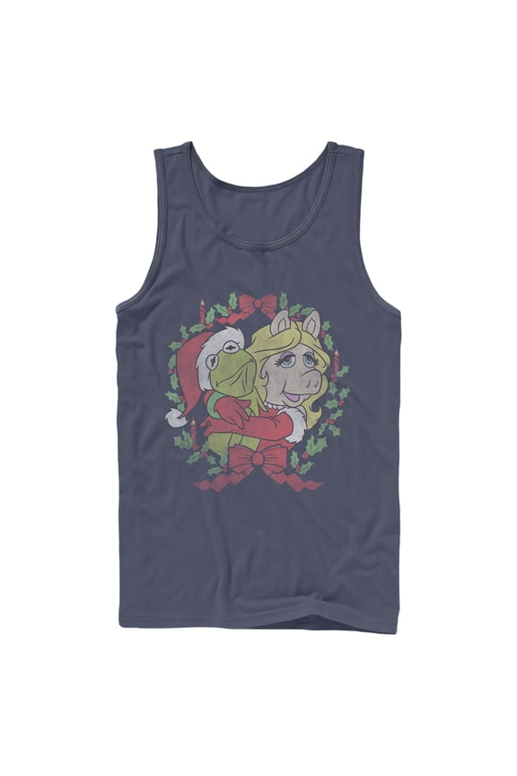Men's The Muppets Kermy and Piggy  Tank Top Navy Blue 2X Large