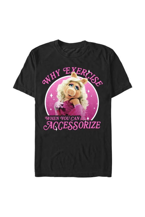 Men's The Muppets Miss Piggy Accessorize Graphic Tee Black X Large