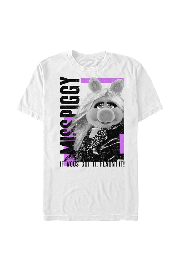 Men's The Muppets Miss Piggy Flaunt It Graphic Tee White Small