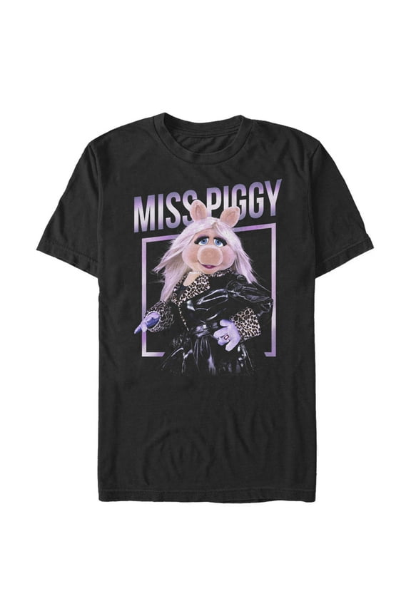 Men's The Muppets Miss Piggy Glamourous Graphic Tee Black Large