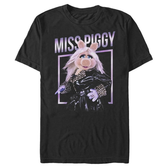 Men's The Muppets Miss Piggy Glamourous Graphic Tee Black Small