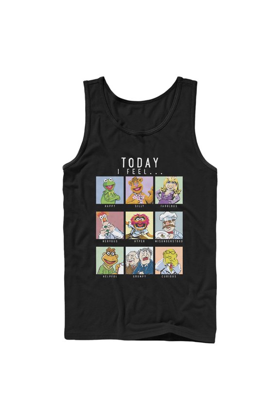 Men's The Muppets Mood Chart Tank Top Black Medium