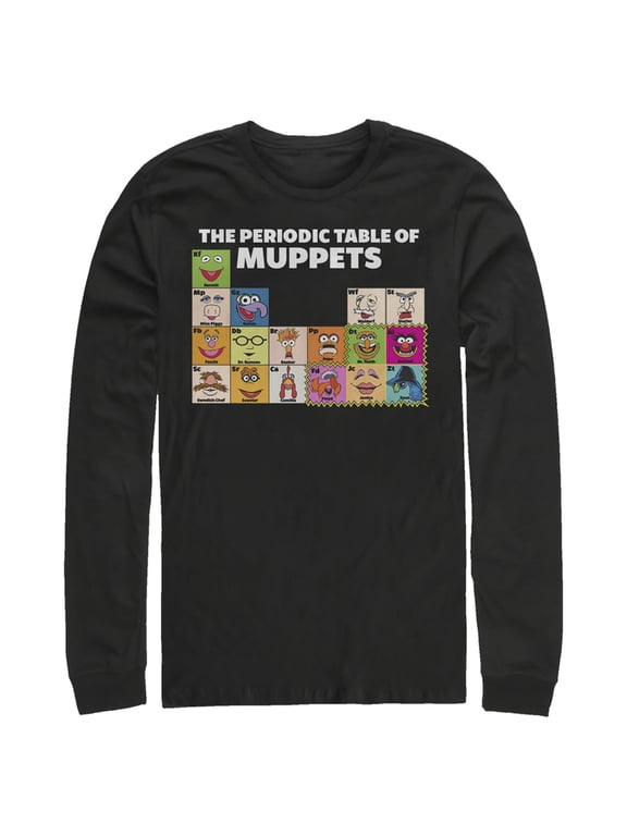 Men's The Muppets Periodic Table Long Sleeve Shirt Black X Large