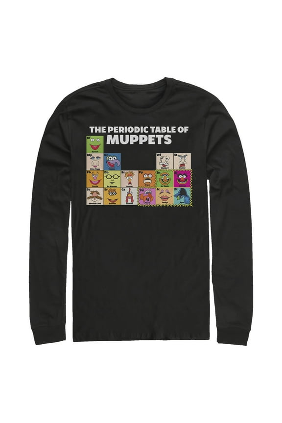 Men's The Muppets Periodic Table Long Sleeve Shirt Black X Large