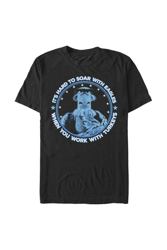 Men's The Muppets Sam Eagle Work With Turkeys Graphic Tee Black X Large