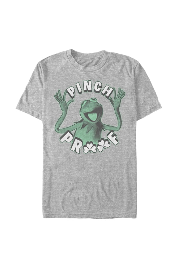 Men's The Muppets St. Patrick's Day Kermit Pinch Proof Graphic Tee Athletic Heather Medium