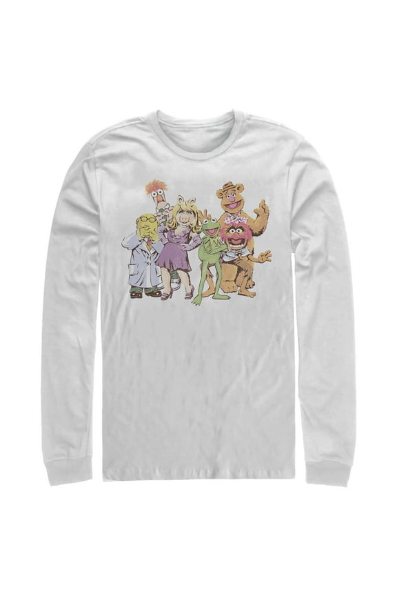 Men's The Muppets The Gang  Long Sleeve Shirt White Large
