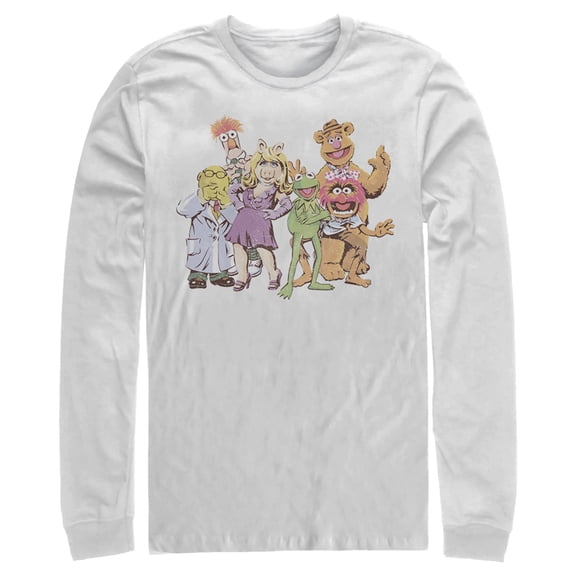 Men's The Muppets The Gang Long Sleeve Shirt White Medium