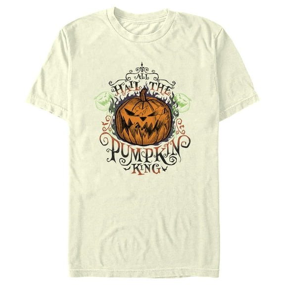 Men's The Nightmare Before Christmas All Hail the Pumpkin King Jack-o'-Lantern Graphic Tee Beige 3X Large