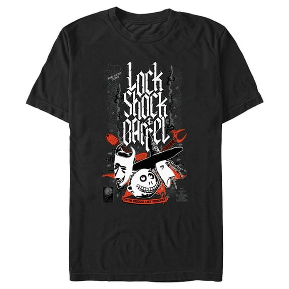 Men's The Nightmare Before Christmas Boogie's Boys Stencil  Graphic Tee Black Large