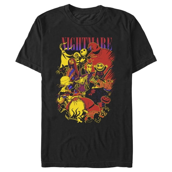 Men's The Nightmare Before Christmas Character Collage Poster Graphic Tee Black Large