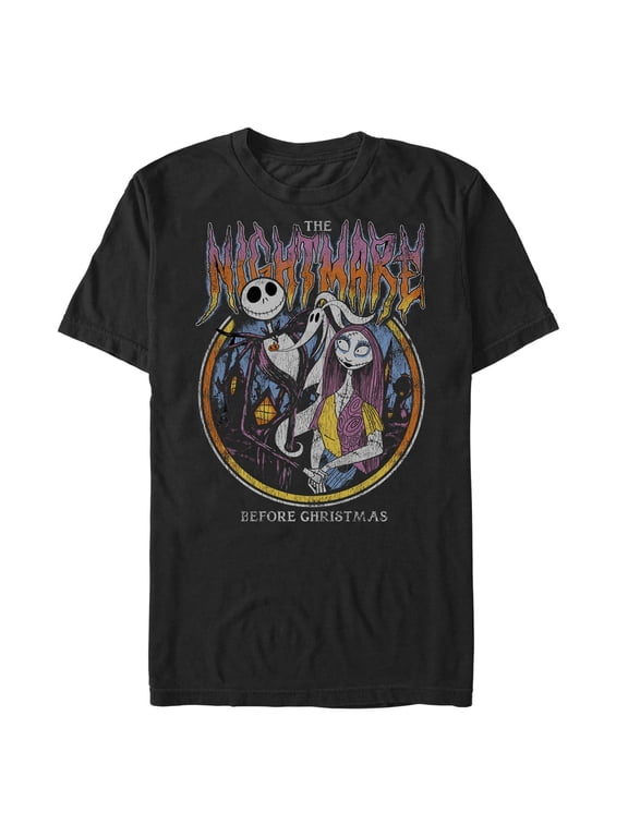 Men's The Nightmare Before Christmas Distressed Goth Family Graphic T-Shirt