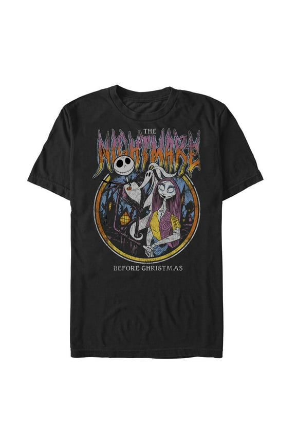 Men's The Nightmare Before Christmas Distressed Goth Family Graphic T-Shirt