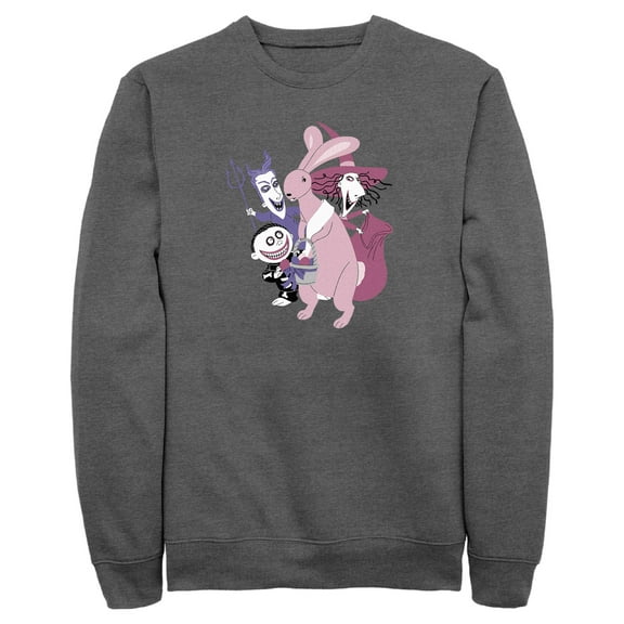 Men's The Nightmare Before Christmas Easter Bunny Caught  Sweatshirt Charcoal Heather 2X Large