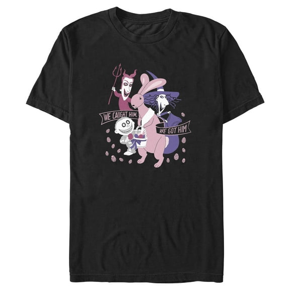Men's The Nightmare Before Christmas Easter Bunny We Caught Him  Graphic Tee Black Medium