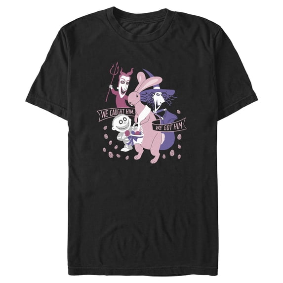Men's The Nightmare Before Christmas Easter Bunny We Caught Him Graphic Tee Black Medium