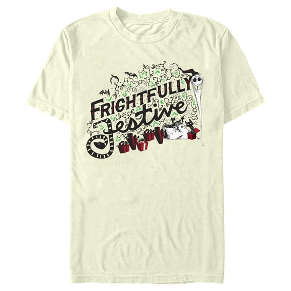 Men's The Nightmare Before Christmas Frightfully Festive Jack  Graphic Tee Beige Small