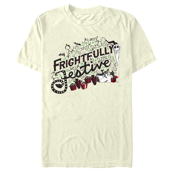 Men's The Nightmare Before Christmas Frightfully Festive Jack Graphic Tee Beige Small