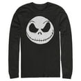 thumbnail image 1 of Men's The Nightmare Before Christmas Halloween Jack Skellington Big Face  Long Sleeve Shirt Black Large, 1 of 4