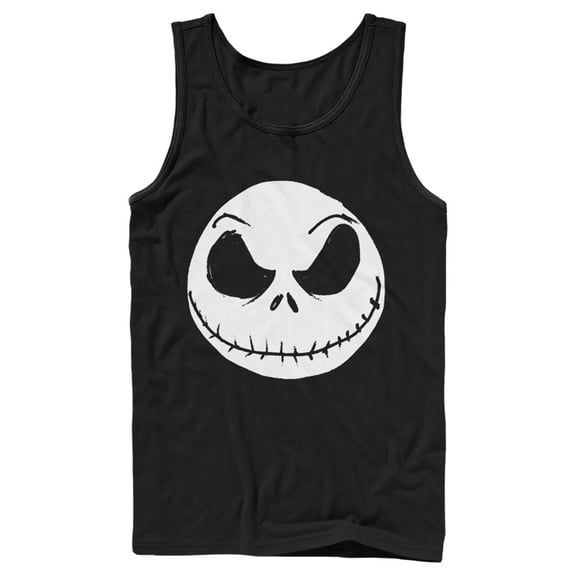 Men's The Nightmare Before Christmas Halloween Jack Skellington Big Face Tank Top Black X Large