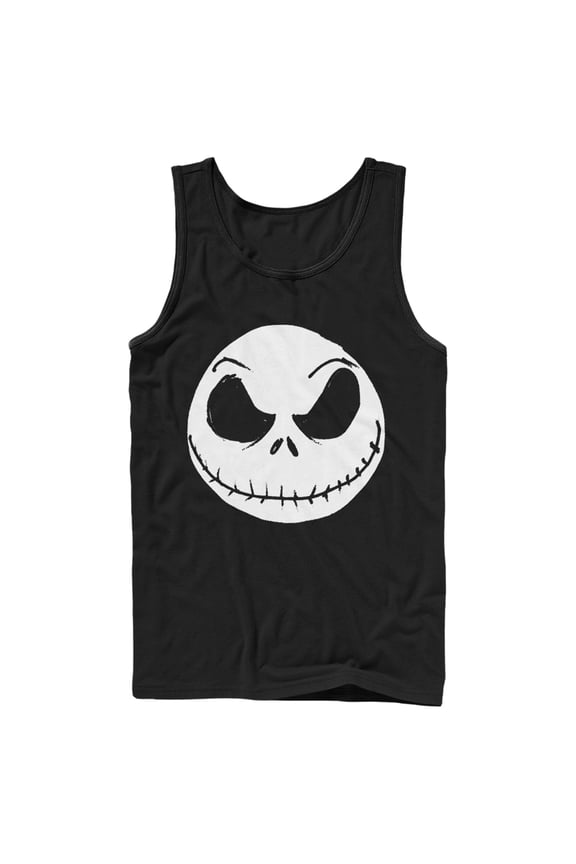 Men's The Nightmare Before Christmas Halloween Jack Skellington Big Face Tank Top Black X Large