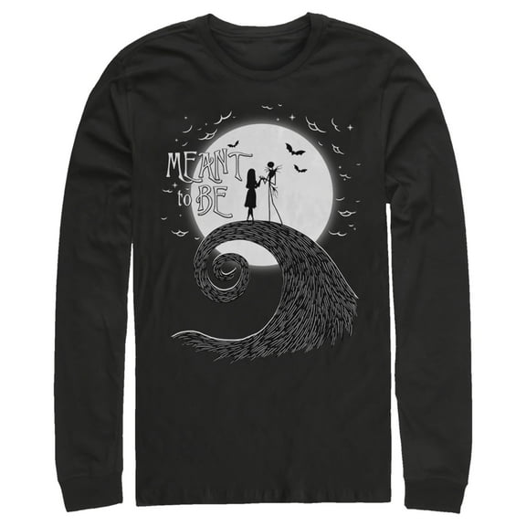 Men's The Nightmare Before Christmas Halloween Jack Skellington Sally Meant to Be  Long Sleeve Shirt Black Large