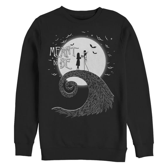 Men's The Nightmare Before Christmas Halloween Jack Skellington Sally Meant to Be Sweatshirt Black 2X Large
