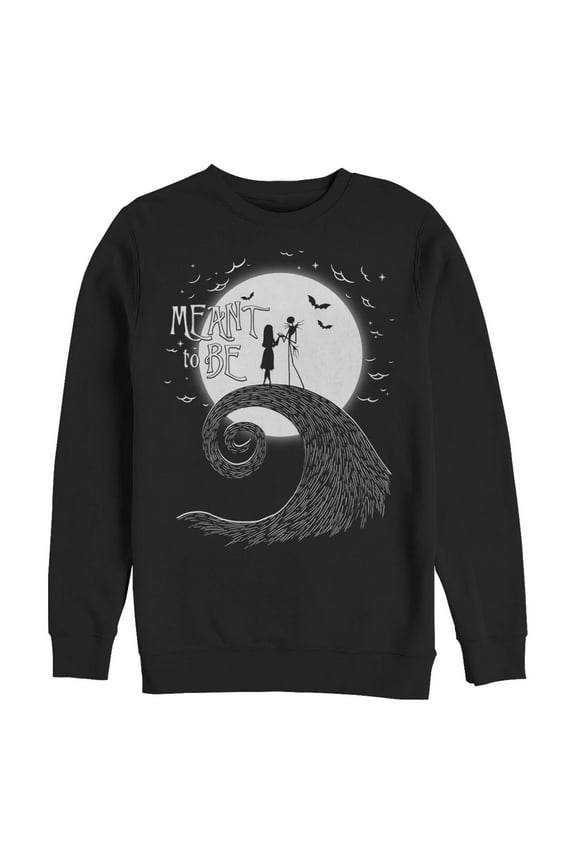 Men's The Nightmare Before Christmas Halloween Jack Skellington Sally Meant to Be Sweatshirt Black Large