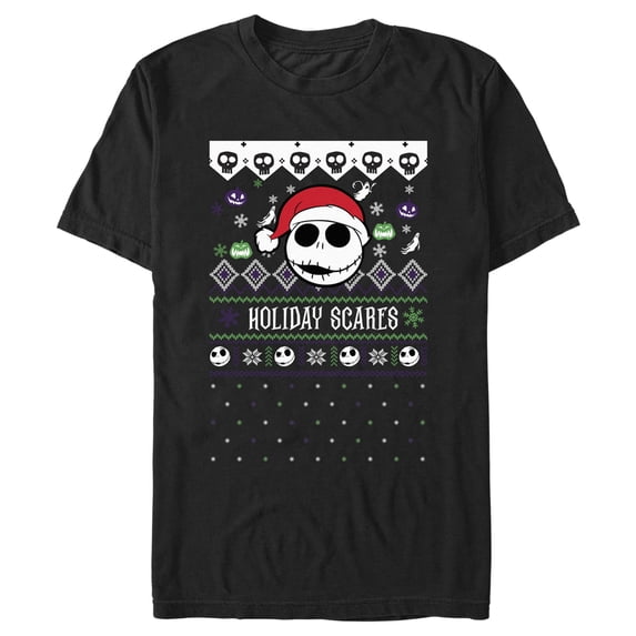 Men's The Nightmare Before Christmas Holiday Scares Jack Face Graphic Tee Black Small