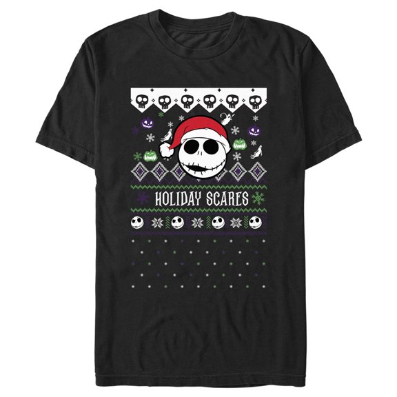 Men's The Nightmare Before Christmas Holiday Scares Jack Face  Graphic Tee Black X Large