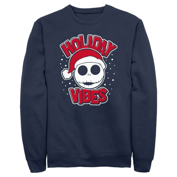Men's The Nightmare Before Christmas Holiday Vibes Jack Skellington Sweatshirt Navy Blue Small