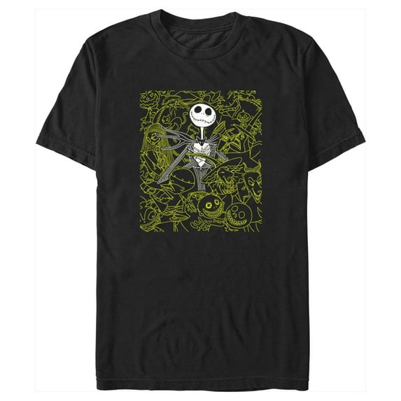 Men's The Nightmare Before Christmas Jack Character Silhouettes Graphic Tee Black 2X Large
