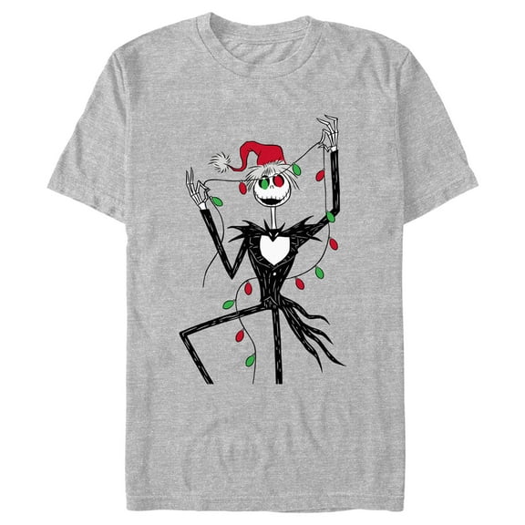 Men's The Nightmare Before Christmas Jack Christmas Lights Graphic Tee Athletic Heather Small