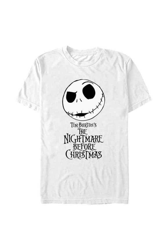 Men's The Nightmare Before Christmas Jack Face Movie Logo Graphic Tee White 2X Large