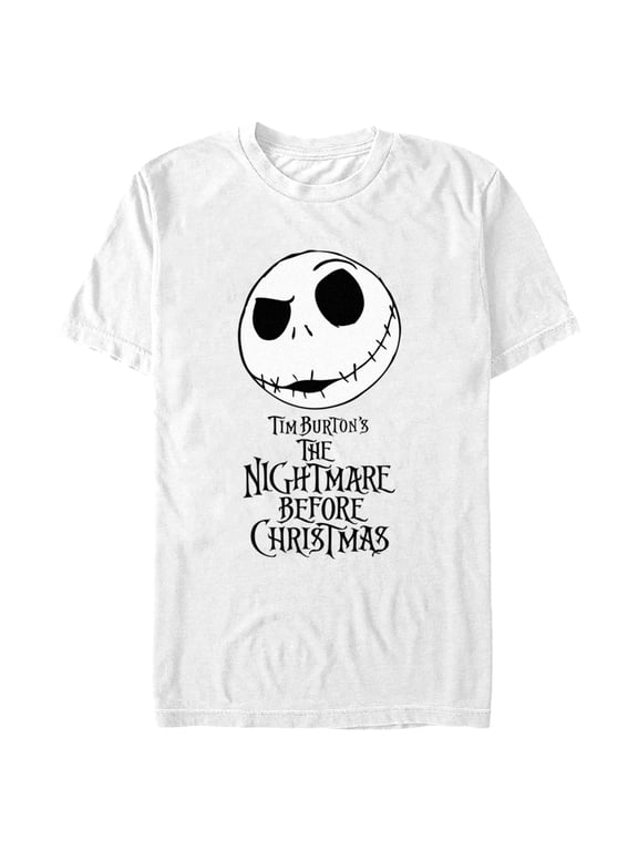 Men's The Nightmare Before Christmas Jack Face Movie Logo Graphic Tee White Small