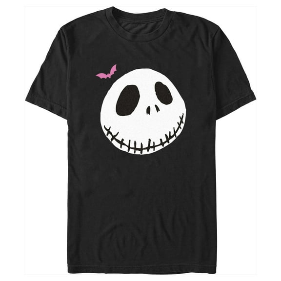 Men's The Nightmare Before Christmas Jack Face Pink Bat Graphic Tee Black 2X Large