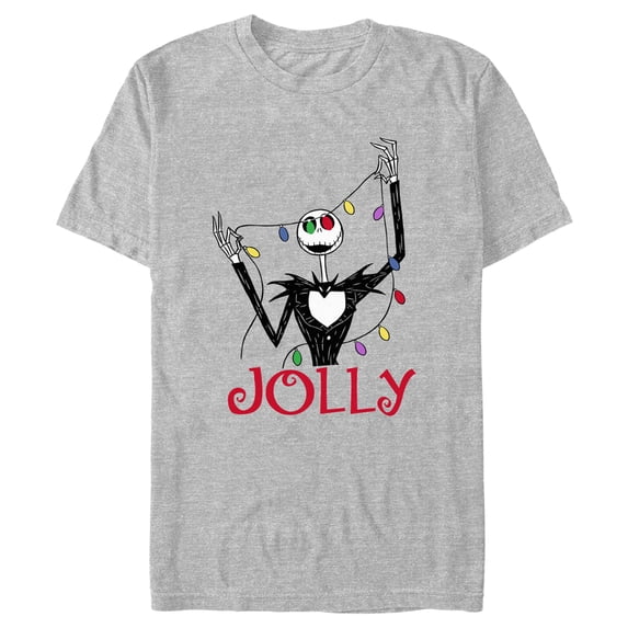 Men's The Nightmare Before Christmas Jack Jolly Christmas Lights Graphic Tee Athletic Heather Large