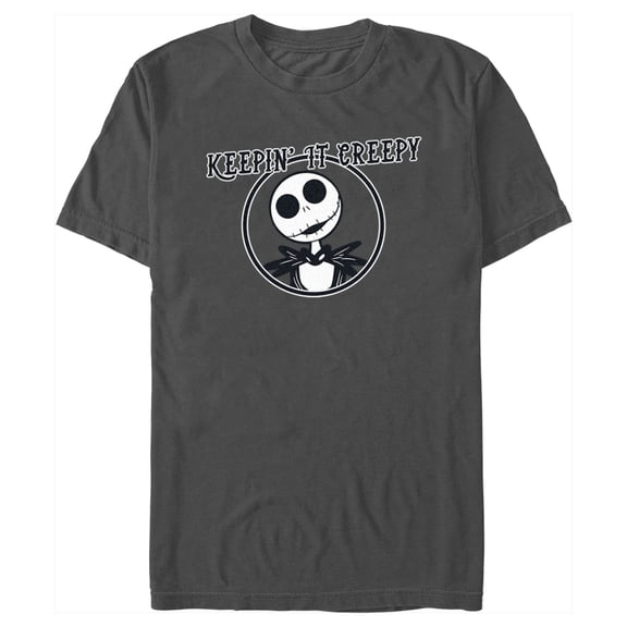 Men's The Nightmare Before Christmas Jack Keepin' it Creepy Graphic Tee Charcoal Medium